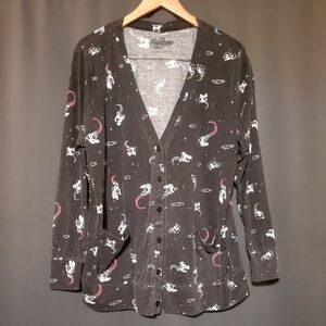 Torrid The Power Puff Girls Black Fadded Button Up Cardigan Size Large